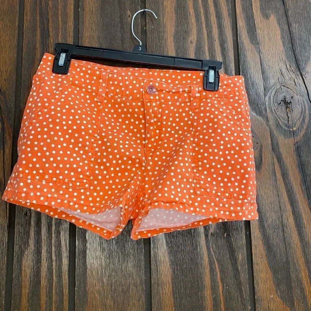 Splendid Polka Dot Shorts Size 4 Orange 98% Cotton Made in USA